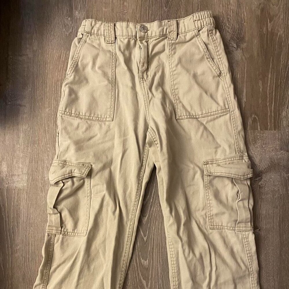 Beige Wide Leg Cargo Pants